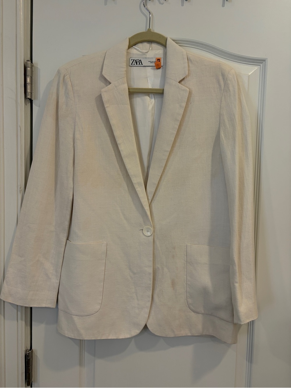 Zara Light Cream Single-Button Blazer